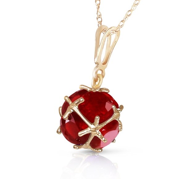 14K. SOLID GOLD NECKLACE WITH NATURAL RUBIES - Picture 2 of 7